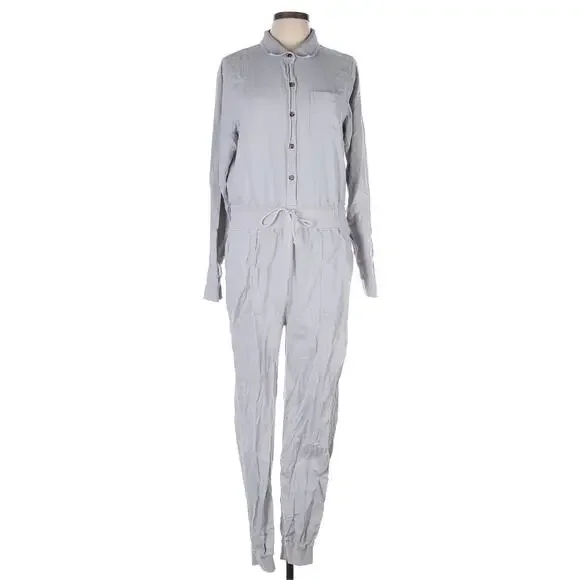 Faherty Arlie Day Jumpsuit Stone Gray Size L Minimalist Comfort Utility Classic - Picture 4 of 6